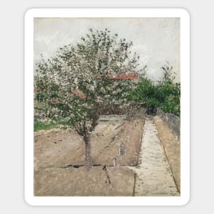 apple tree in blossom - Gustave Caillebotte Sticker